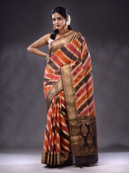 CHARUKRITI - Multicolor Organza Handwoven Saree With Unstitched Blouse